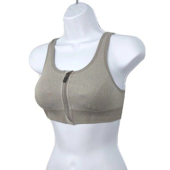 All in Motion Womens Sports Bra Seamless Front Zip Medium Support Gray Sz XS NEW - Picture 10 of 10